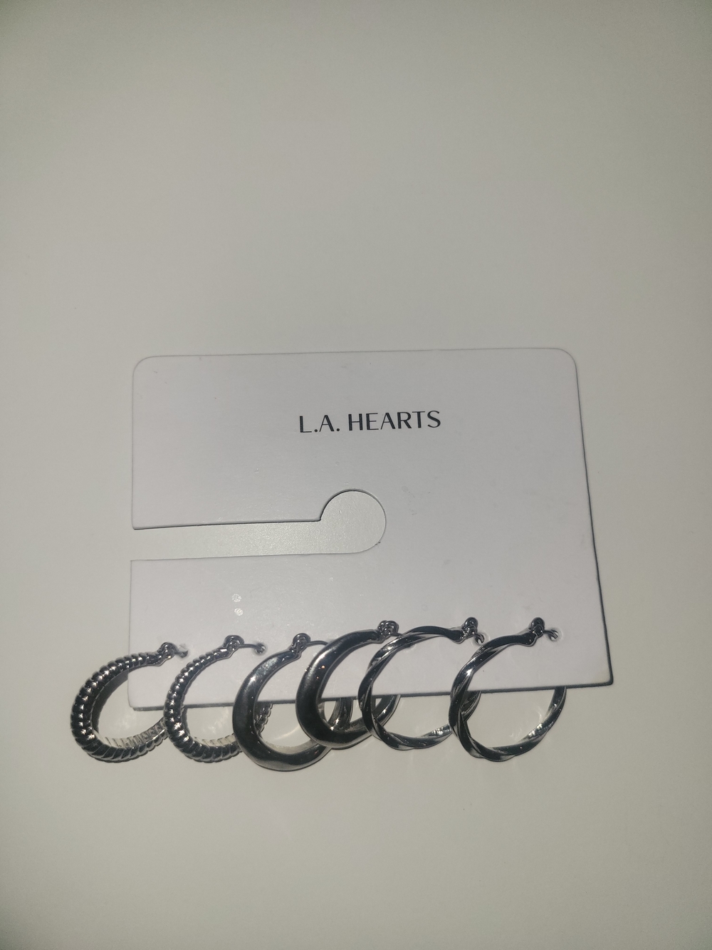 L.A. Hearts Silver Hoop Earring Set - 3 Pairs